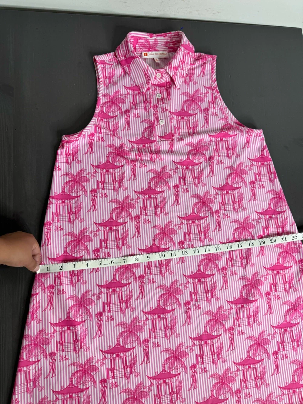 Jude Connally Pink Sleeveless Shift Dress Tropical Pagoda Print - Picture 7 of 9